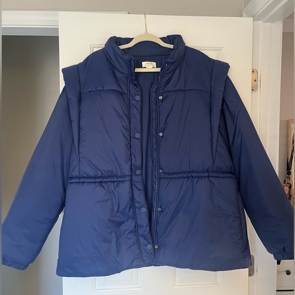 Anthropologie Maeve Navy Puffer Jacket / Convertible Vest | XL - Picture 3 of 8